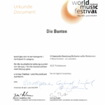 Urkunde zum World Music Festival